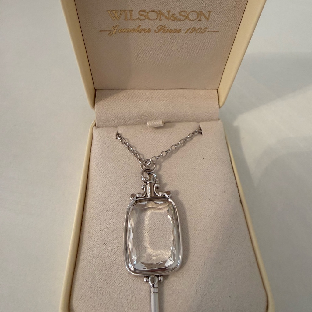 Monica Kosann Sterling Silver Rock Crystal Key Necklace- Large- Rare!